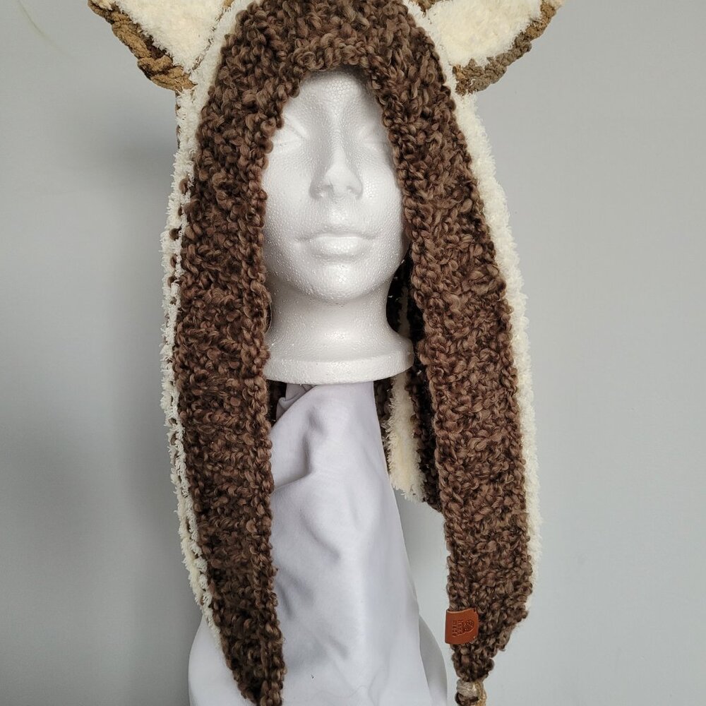 Hand Made OOAK Chunky Knitted Cosplay Fairy Elf Kitty Hood / Hat, NO Fuss Washer